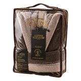 Accappatoio Beige Crema Marrone100% Cotone Egiziano a fibra lunga pettinato Reversibile Con cappuccio, Taglia XXL - Sekate Luxury