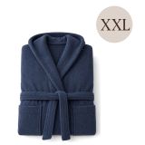 Accappatoio blu 100% cotone Con cappuccio, Taglia XXL - Satina Luxury