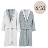 Accappatoio Grigio Chiaro Grigio Scuro 100% Cotone Egiziano a fibra lunga pettinato Reversibile Con cappuccio , Taglia S/M - Selesi Luxury
