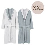 Accappatoio Grigio Chiaro Grigio Scuro 100% Cotone Egiziano a fibra lunga pettinato Reversibile Con cappuccio , Taglia XXL - Sekate Luxury
