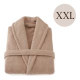 Accappatoio Marrone Sabbia 100% cotone Con cappuccio , Taglia XXL - Satina Luxury