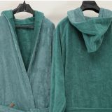 Accappatoio Verde Acqua Verde Scuro 100% Cotone Egiziano a fibra lunga pettinato Reversibile Con cappuccio , Taglia XXL - Sekate Luxury