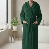 Accappatoio Verde Grigio 100% cotone Con cappuccio, Taglia XL - Satiza Luxury