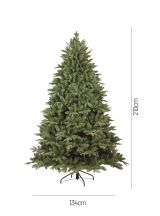 Albero di Natale 210 cm Verde 1886 Rami Apertura a Ombrello 210h cm, Ignifugo Ritardante di Fiamma - Jingle Bell
