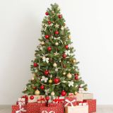 Albero di Natale 210 cm Verde 1886 Rami Apertura a Ombrello 210h cm, Ignifugo Ritardante di Fiamma - Jingle Bell