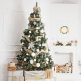 Albero di Natale 210 cm Verde 728 Rami Apertura a Ombrello 210h cm, Ignifugo Ritardante di Fiamma - Comet