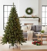 Albero di Natale 210 cm Verde 731 Rami Apertura a Ombrello 210h cm, Ignifugo Ritardante di Fiamma - Amsterdam