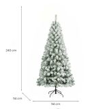 Albero di Natale 240 cm Verde 1038 Rami Apertura a Ombrello 240h cm, Effetto Innevato - Kris Kringle