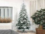 Albero di Natale 240 cm Verde 1598 Rami Apertura a Ombrello 240h cm, Effetto Innevato - Ginger