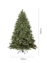 Albero di Natale 240 cm Verde 2388 Rami Apertura a Ombrello 240h cm, Ignifugo Ritardante di Fiamma - Jingle Bell