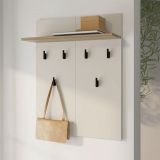 Appendiabiti Beige Marrone Rovere set Fissaggio a Muro Incluso 6 Ganci 83h cm, Installazione a Muro - Igliano