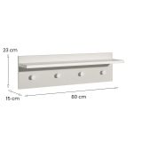 Appendiabiti Bianco 4 Ganci Installazione a Muro, - Mozzo