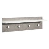 Appendiabiti Bianco Grigio Cemento 4 Ganci Installazione a Muro, Colore Struttura Grigio - Mozzo