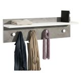 Appendiabiti Bianco Grigio Cemento 4 Ganci Installazione a Muro, Colore Struttura Grigio - Mozzo