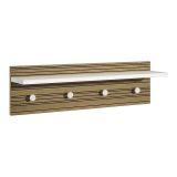 Appendiabiti Bianco Marrone Rovere 4 Ganci Installazione a Muro, Colore Struttura Marrone - Mozzo