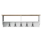 Appendiabiti Bianco Marrone Rovere 5 Ganci Installazione a Muro 37h cm, Colore Struttura Marrone - Magherno