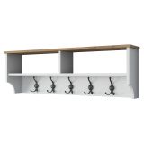 Appendiabiti Bianco Marrone Rovere 5 Ganci Installazione a Muro 37h cm, Colore Struttura Marrone - Magherno