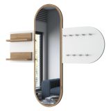 Appendiabiti Bianco Marrone Rovere con Specchio 9 Ganci 120h cm, Installazione a Muro - Guardia