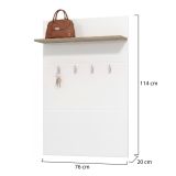 Appendiabiti Bianco Marrone Rovere set Fissaggio a Muro Incluso 4 Ganci 114h cm, Installazione a Muro - Montese