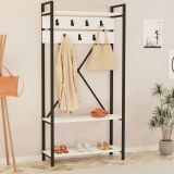 Appendiabiti Bianco Nero 7 Ganci Installazione a Terra 180h cm, Colore Struttura Nero - Celiera