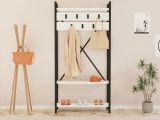Appendiabiti Bianco Nero 7 Ganci Installazione a Terra 180h cm, Colore Struttura Nero - Celiera