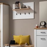Appendiabiti Bianco Nero Rovere set Fissaggio a Muro Incluso 4 Ganci 57h cm, Installazione a Muro - Mediglia