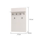 Appendiabiti Bianco Nero set Fissaggio a Muro Incluso 6 Ganci 115h cm, Installazione a Muro - Navelli