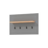 Appendiabiti Grigio Scuro Marrone Rovere set Fissaggio a Muro Incluso 4 Ganci 57h cm, Installazione a Muro - Mediglia
