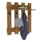 Appendiabiti Marrone Noce 4 Ganci Installazione a Muro 70h cm, Sfumatura Colore Struttura Noce - Serpico