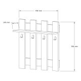 Appendiabiti Marrone Noce 4 Ganci Installazione a Muro 70h cm, Sfumatura Colore Struttura Noce - Serpico