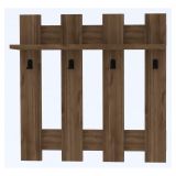 Appendiabiti Marrone Noce 4 Ganci Installazione a Muro 70h cm, Sfumatura Colore Struttura Noce - Serpico