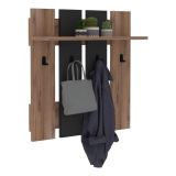 Appendiabiti Marrone Noce Nero Antracite 4 Ganci Installazione a Muro 70h cm, Colore Struttura Nero - Ortueri
