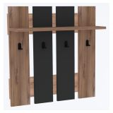 Appendiabiti Marrone Noce Nero Antracite 4 Ganci Installazione a Muro 70h cm, Colore Struttura Nero - Ortueri
