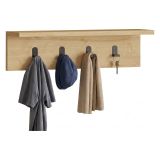 Appendiabiti Marrone Rovere 4 Ganci Installazione a Muro 15h cm, Sfumatura Colore Struttura Rovere - Taipana