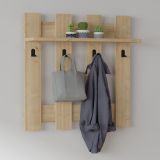 Appendiabiti Marrone Rovere 4 Ganci Installazione a Muro 70h cm, Sfumatura Colore Struttura Rovere - Serpico