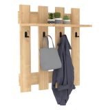 Appendiabiti Marrone Rovere 4 Ganci Installazione a Muro 70h cm, Sfumatura Colore Struttura Rovere - Serpico
