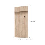 Appendiabiti Marrone Rovere Nero set Fissaggio a Muro Incluso 5 Ganci 137h cm, Installazione a Muro - Rovella