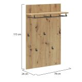 Appendiabiti Marrone Rovere Nodi 5 Ganci Installazione Sospesa, Materiale Struttura in Metallo - Chianni