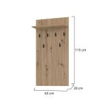 Appendiabiti Marrone Rovere Nodi Nero set Fissaggio a Muro Incluso 6 Ganci 115h cm, Installazione a Muro - Gonars
