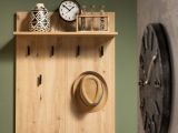 Appendiabiti Marrone Rovere Nodi Nero set Fissaggio a Muro Incluso 6 Ganci 83h cm, Installazione a Muro - Ortelle