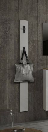 Appendiabiti Mogale, Attaccapanni, Portabiti multiuso, Appendiabiti da parete, Made in Italy, 15x2h170 cm, Bianco lucido e Antracite