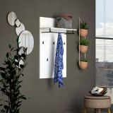 Appendiabiti Tripoli, Attaccapanni, Portabiti multiuso, Appendiabiti da parete, Made in Italy, 80x115h26 cm, Bianco lucido e Antracite