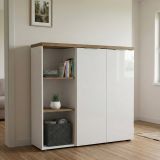 Armadio bianco lucido e legno salvaspazio 120x115h cm - Belsito