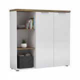 Armadio bianco lucido e legno salvaspazio 120x115h cm - Belsito