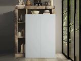 Armadio bianco lucido e rovere ante battenti 78x116h cm - Cipresso