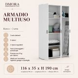 Armadio bianco multiuso 116x190h cm - Aniello