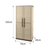 Armadio da esterno Avelgem, Armadio balcone multiuso, Mobile porta scope 2 ante, 100% Made in Italy, 70x47h178 cm, Beige e Marrone, Finitura quadri