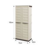 Armadio da esterno Avelgem, Armadio balcone multiuso, Mobile porta scope 2 ante, 100% Made in Italy, 70x47h178 cm, Beige e Marrone, Finitura righe