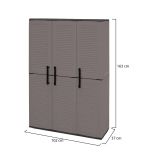 Armadio da esterno Bilzen, Mobile outdoor, Armadio balcone multiuso, 100% Made in Italy, Grigio e Nero, 102x37h163 cm Finitura righe