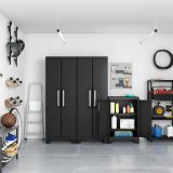Armadio da esterno Exilles, Mobile outdoor, Mobiletto giardino multiuso, Contenitore per balcone o garage, Made in Italy, 65x45 h97 cm, Nero